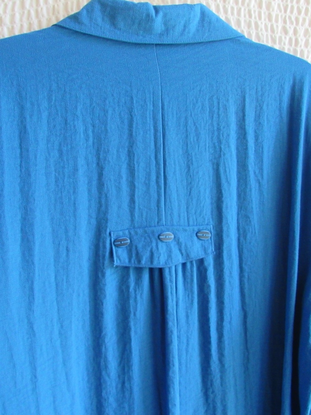 Ali Miles XL Shirt Top Cute Back Buttons 3/4 Sleeve Solid Blue